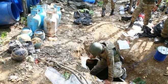 Tunceli'de biri 9 odalı 6 sığınak ve mağara imha edildi