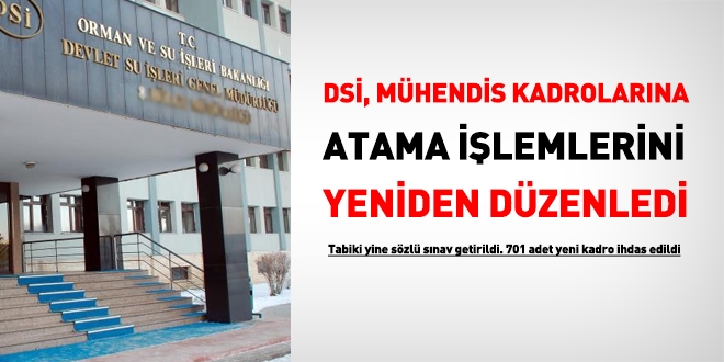 DSİ'nin mühendis kadrolarına nasıl atama yapılacağı Kanunla düzenlendi