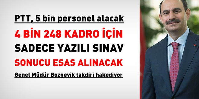 PTT, 5 bin kişilik alımın 4 bin 248 kadrosuna sadece yazılı sınav puanıyla atama yapacak