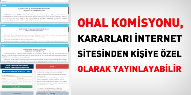 OHAL Komisyonu, kararları internet sitesinden yayınlamalı