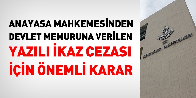 AYM'den memura verilen yazl ikaz iin karar