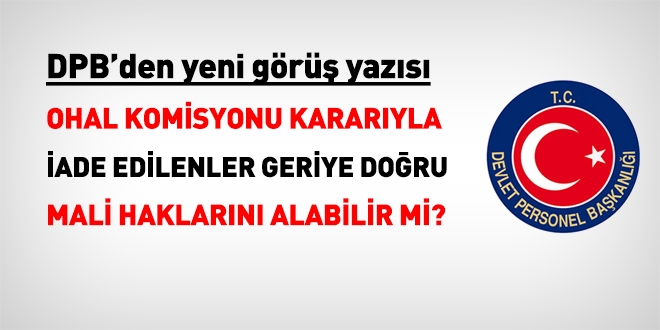 DPB'den, OHAL Komisyonu kararıyla, göreve iade edilenlere dair yeni görüş yazısı