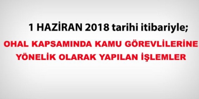 1 Haziran 2018 tarihi itibariyle haklarında işlem yapılan kamu personeli