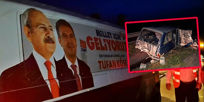 CHP Milletvekili Köse'nin seçim minibüsü kaza yaptı