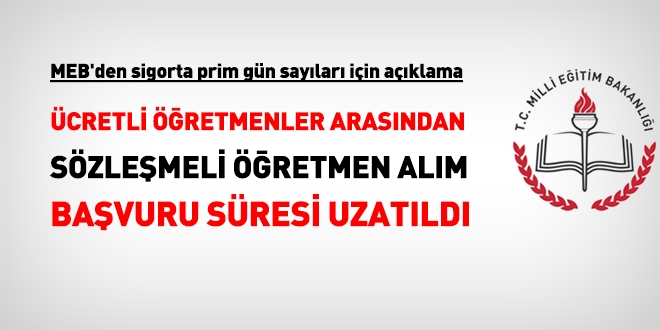 5 bin ücretli öğretmen alımında, sigorta prim süresi için açıklama