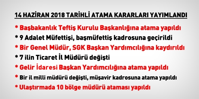 10 Bakanlıkta, üst düzey kadrolarda değişiklikler yapıldı