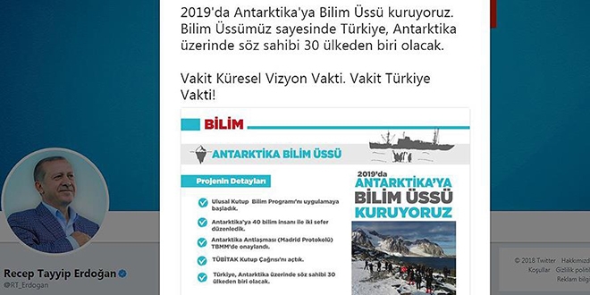 Erdoğan'dan Antarktika'da bilim üssü paylaşımı
