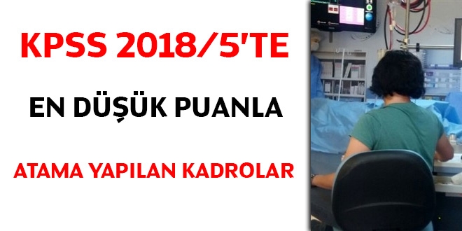 KPSS 2018/5'te en dk puanla atama yaplan kadrolar