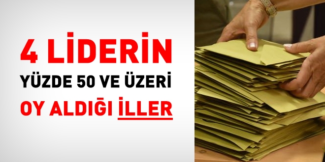 24 Haziran seçimlerinde 4 liderin en yüksek oy aldığı iller