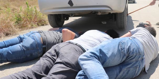 Otomobile giren y�lan� ��karamay�nca n�bete ba�lad�lar