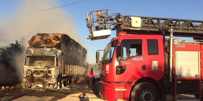 �anl�urfa'da elektrik tellerine s�rt�nen t�r yand�