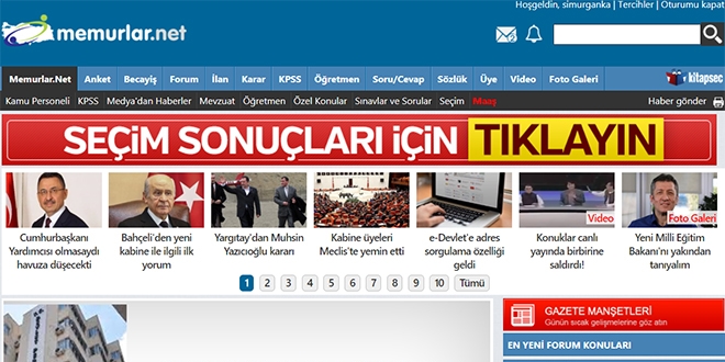 Memurlar.net sitesi dün 2 milyon ziyaretçiye ulaştı
