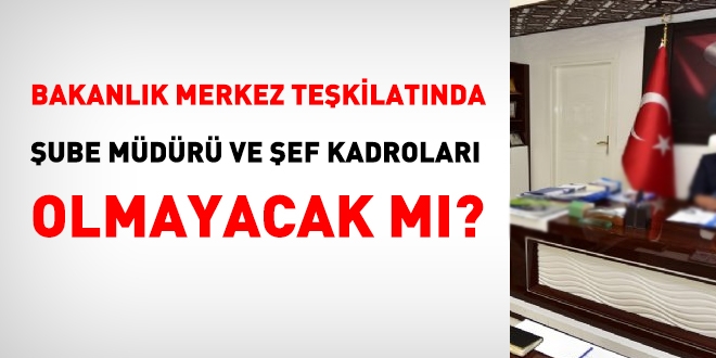 Bakanlık merkez teşkilatında, şube müdürlüğü ve şeflik olmayacak mı?