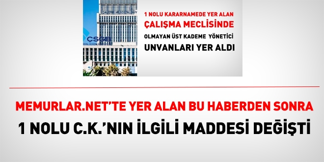 Memurlar.net'te yer alan haber sonrasında Çalışma Meclisi maddesi değişti
