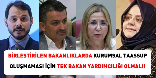 Birleştirilen bakanlıklarda, başlangıçta tek Bakan yardımcılığı olmalı