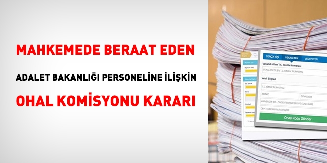 Beraat eden personele dair OHAL Komisyonu kararı