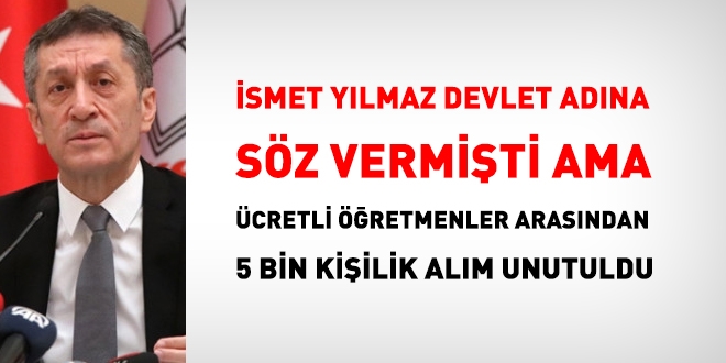 Ücretli öğretmenler arasından 5 bin sözleşmeli öğretmen alım sözü unutuldu mu?