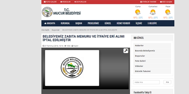 O Belediye, gerekçe göstermeden ilanı iptal etti