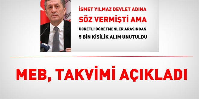 MEB, ücretli öğretmenlerin beklediği takvimi açıkladı