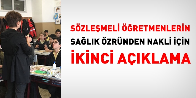 Sözleşmeli öğretmenler sağlık özrü için, 27 ila 31 Ağustos tarihleri arasında başvuru alınacak