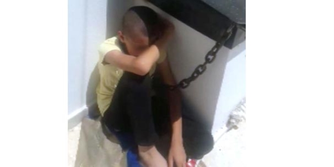 Oğlunu zincirle evin bacasına bağlayan babaya gözaltı