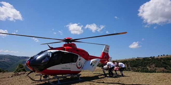 Samsun'da yal kadnn imdadna ambulans helikopter yetiti