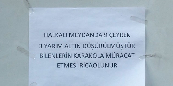 Kaybettiği altınlarını ilanla arıyor