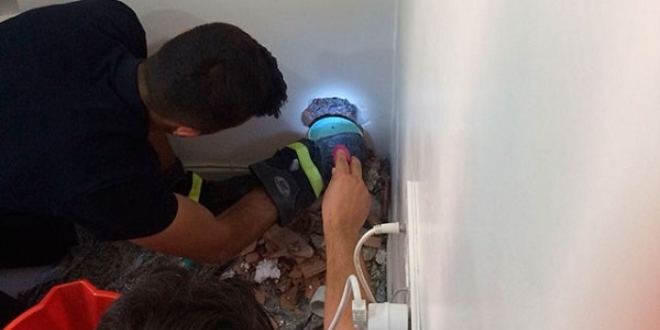 Havaland�rma bo�lu�una s�k��an g�vercini itfaiye kurtard�