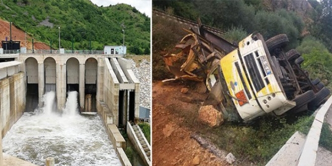 �aya devrilen tankerden s�zan kimyasal maddeye HES'li �nlem