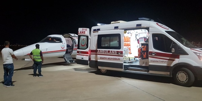 Ambulans uçak minik Şeyma için havalandı