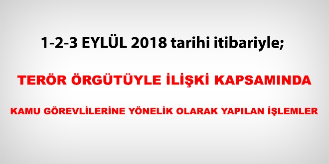 1-2-3 Eyll 2018 tarihi itibariyle FET'den haklarnda ilem yaplanlar