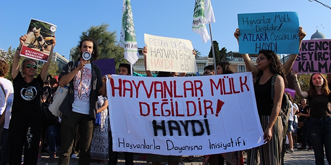 Büyükada'da fayton protestosu