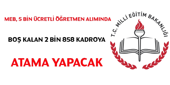 MEB, 5 bin ücretli öğretmen alımında boş kalan 2 bin 858 kadroya atama yapacak