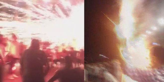 Karde�inin askere u�urlarken havai fi�ekler elinde patlad�