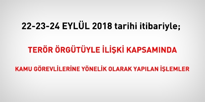 22-23-24 Eyll 2018 tarihi itibariyle FET'den haklarnda ilem yaplanlar