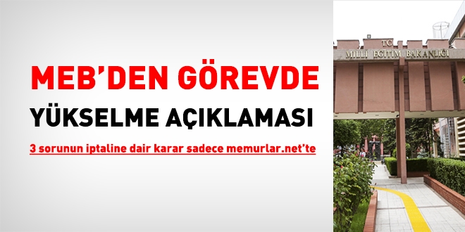 MEB'den yeni görevde yükselme açıklaması