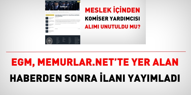 PAEM'e, meslek içinden 500 komiser yardımcısı alınacak