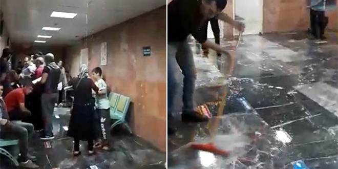 Adana'da devlet hastanesinin tavanndan sular akt
