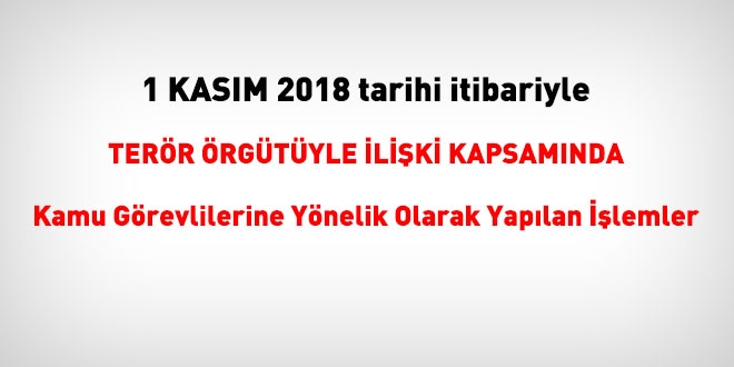 1 Kasım 2018 tarihi itibariyle FETÖ'den haklarında işlem yapılanlar