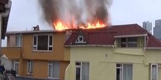 Şişli'de 9 katlı apartmanda yangın
