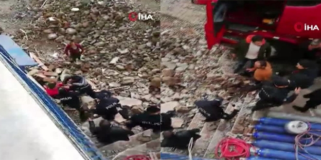 Polisten i��iye a��r� tepki