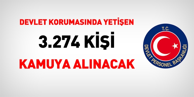 Devlet korumasında yetişen 3274 kişi, kamuya alınacak.