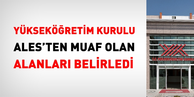 YÖK, ALES'ten muaf alanları belirledi