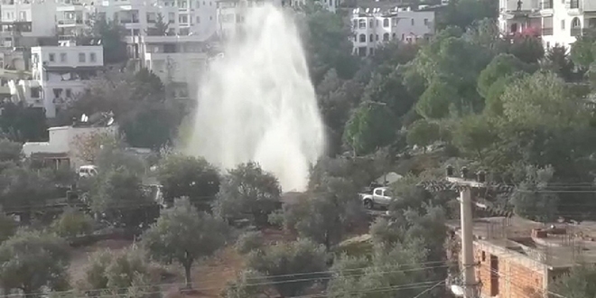 Bodrum'da içme suyu hattında patlama