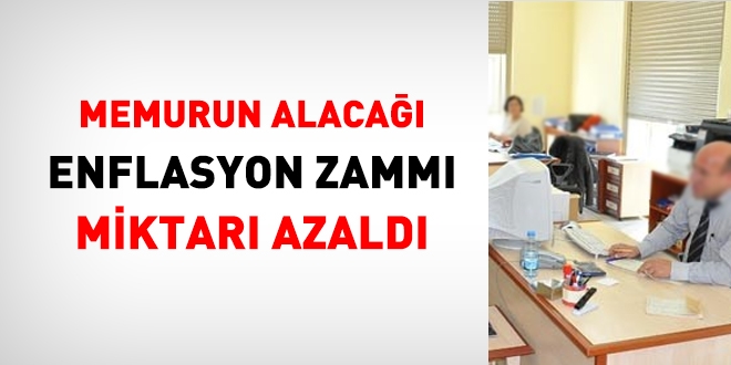 Kamu personelinin alaca enflasyon zamm miktar azald