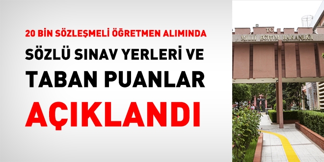 Sözleşmeli öğretmen alımında sözlü sınav yerleri ve taban puanlar açıklandı