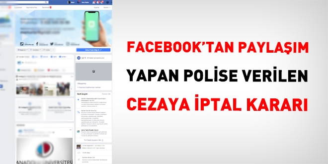 AYM'den, Facebook'tan paylam yapan polise verilen disiplin cezas iin, hak ihlali karar