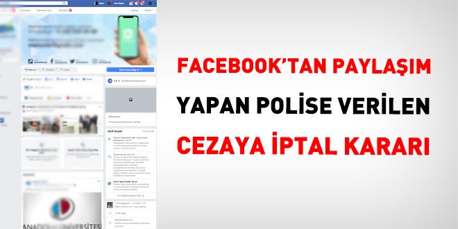 AYM'den, Facebook'tan paylaşım yapan polise verilen disiplin cezası için, hak ihlali kararı