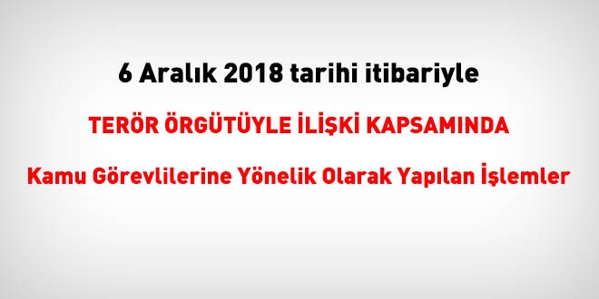 6 Aralık 2018 tarihi itibariyle FETÖ'den haklarında işlem yapılanlar