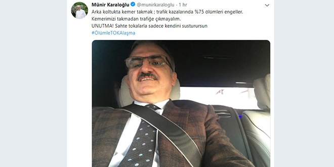 Antalya Valisinden emniyet kemerli paylaşım